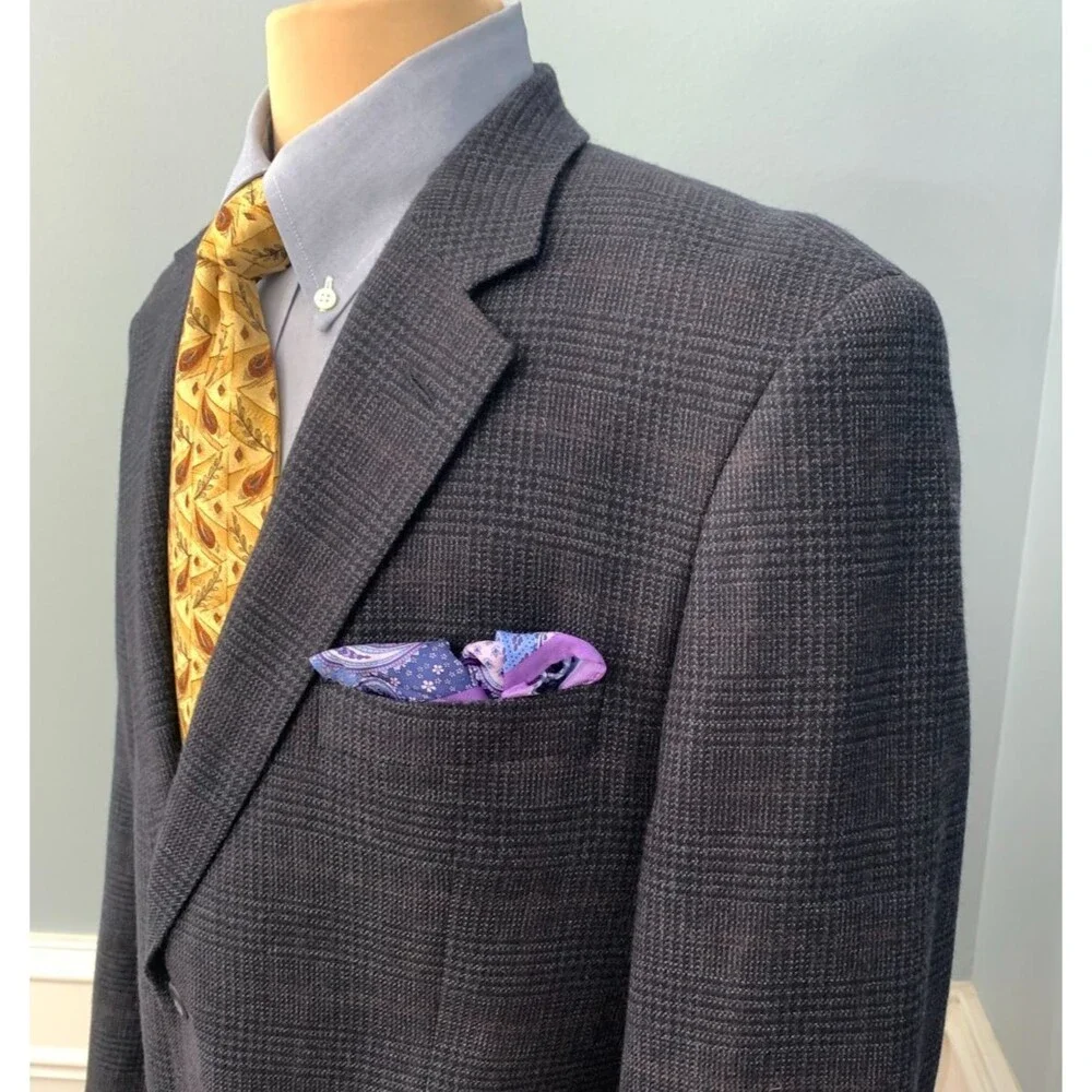 Joseph & Feiss Blazer Mens 43R Lambswool Tweed Glen Plaid Sportscoat Jacket